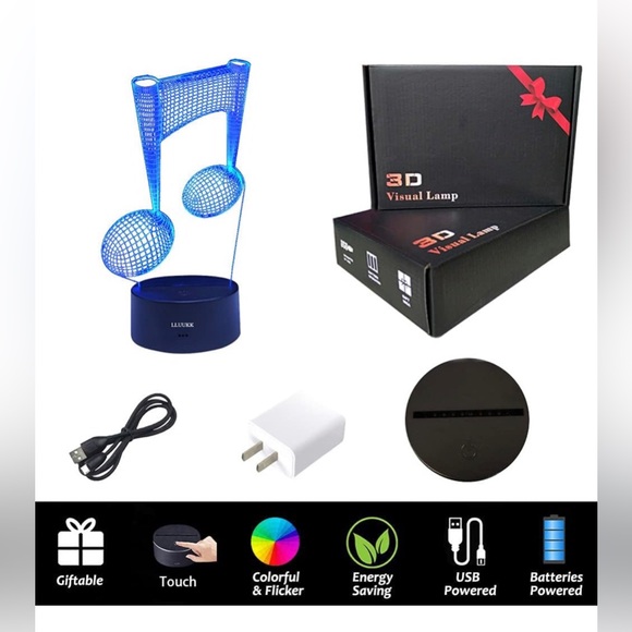 Visual 3D Night light Note Shape 2D Table Lamp for Music lovers - Picture 5 of 6